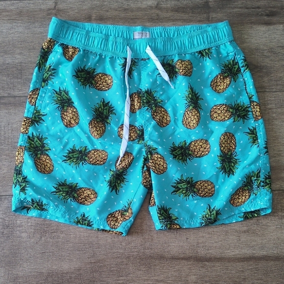 Men's Swim Short Pineapple Print Size Large - Picture 1 of 7